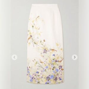 AU0P NWT Zimmermann Harmony Floral- print linen midi skirt